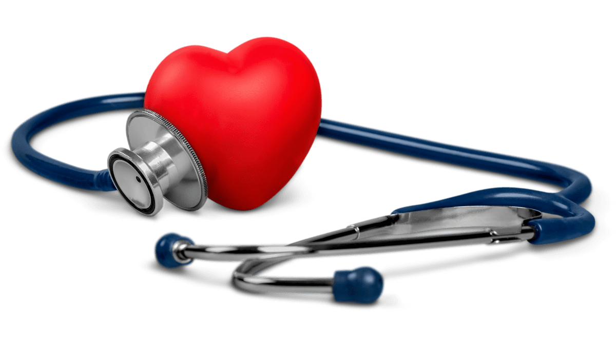 Corazón rojo y estetoscopio como elementos importantes en hispalense de Anestesia, Clínica de preanestesia y tratamiento del dolor